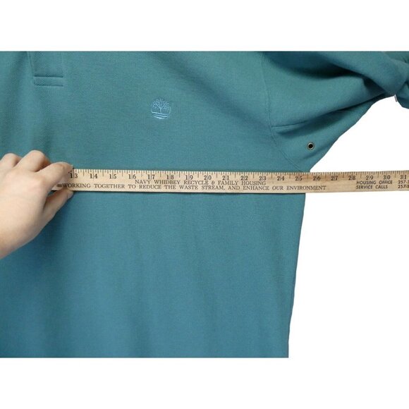 Timberland Weathergear Polo Shirt Mens XL Green Teal Short Sleeve Logo‎ Collar - Picture 7 of 9